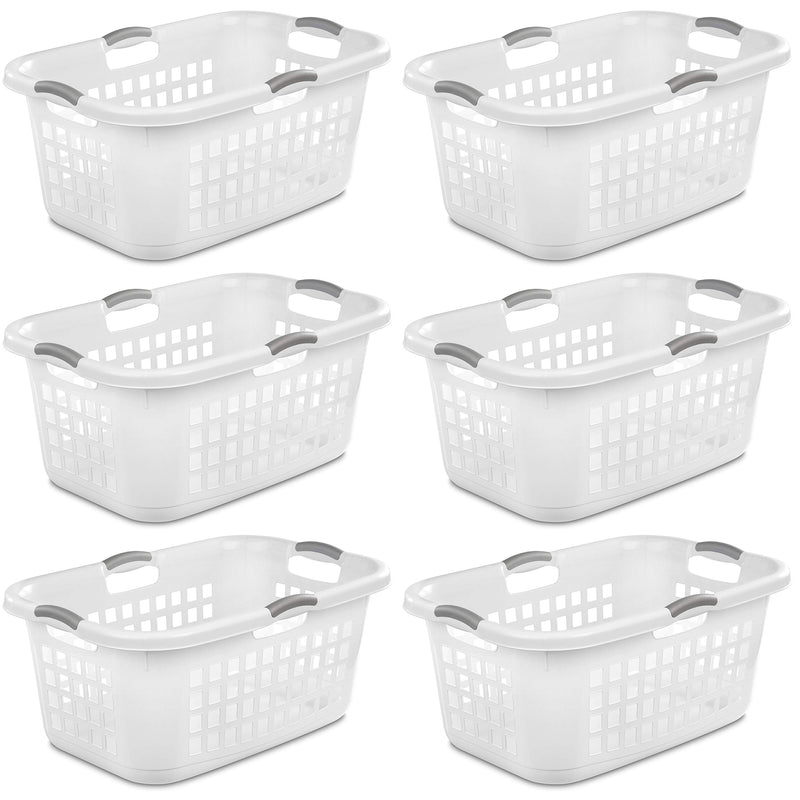 Sterilite Ultra 2 Bushel Plastic Stacking Clothes Laundry Basket, White (6 Pack)