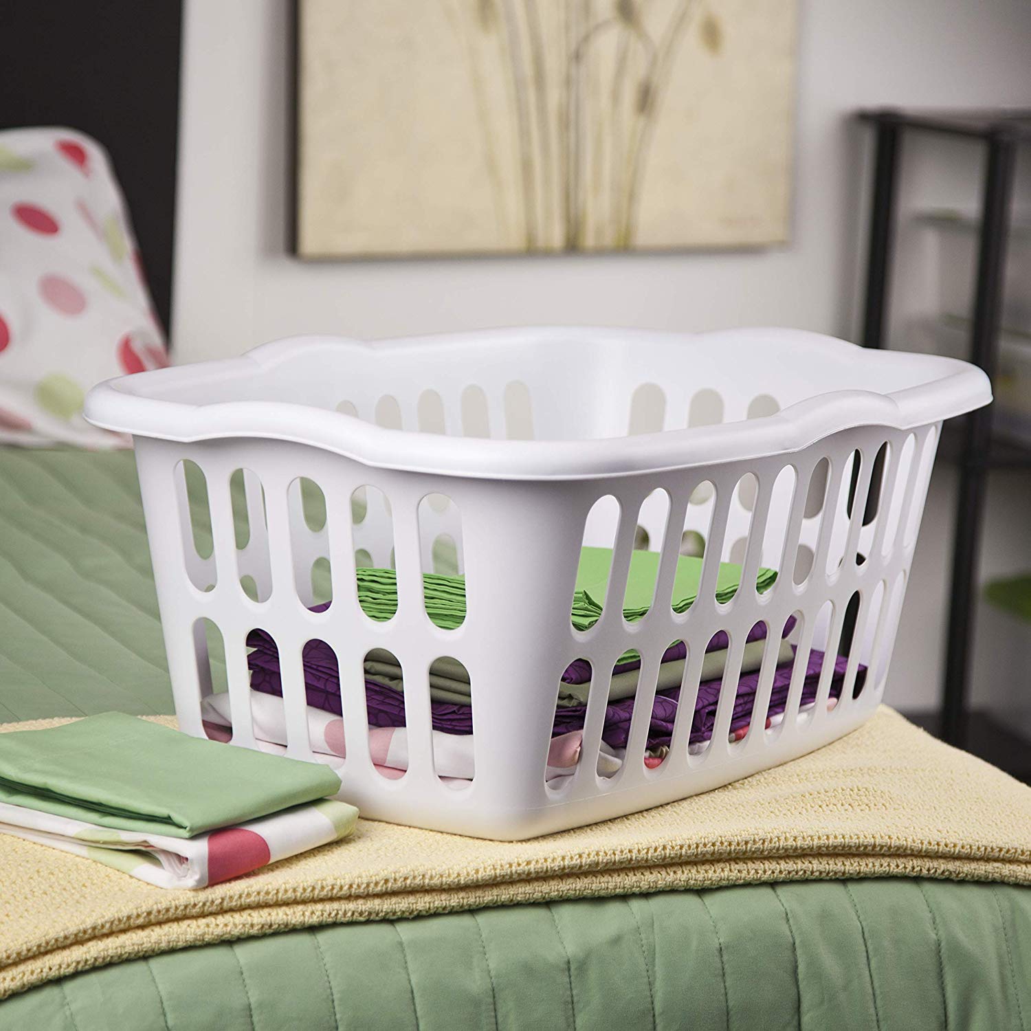 Sterilite 1.5 Bushel Plastic Stackable Clothes Laundry Basket Bin, White - VMInnovations
