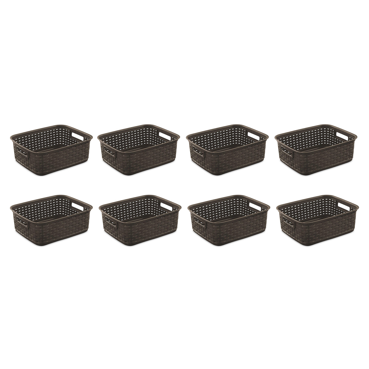 Sterilite Small 11" Long Weave Home Storage Basket Organizer, Espresso (8 Pack) (Open Box)