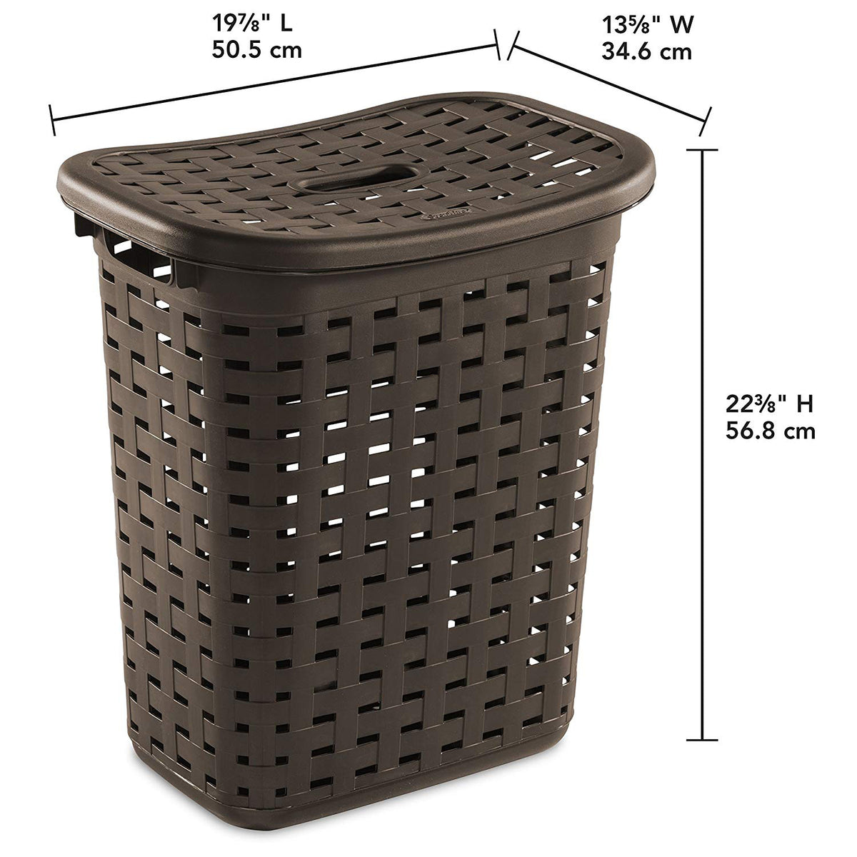 Sterilite Plastic Wicker Weave Dirty Clothes Laundry Hamper Bin with Lid, Brown (Open Box)