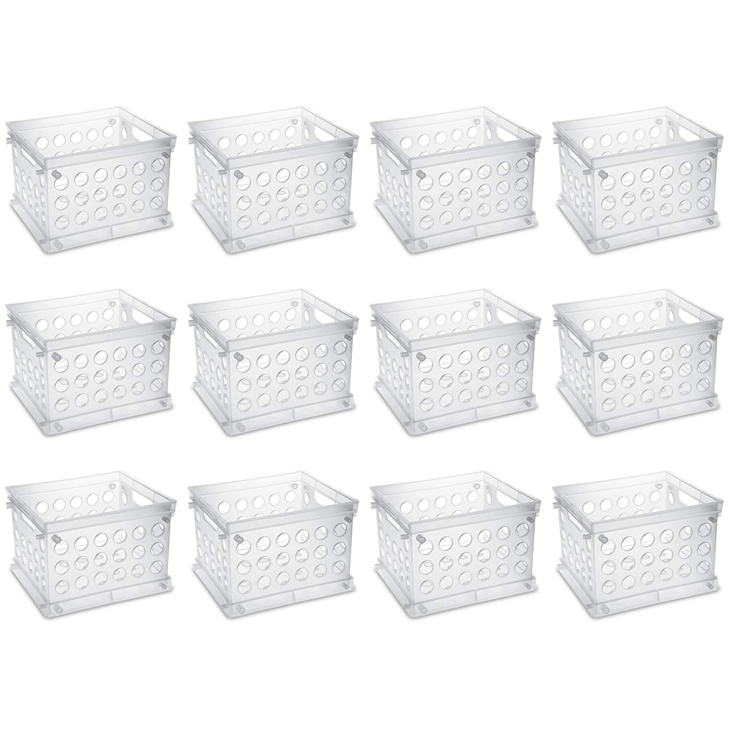 Sterilite Convenient Mini Square Small Storage Organizing Crate, Clear (12 Pack) (Open Box)