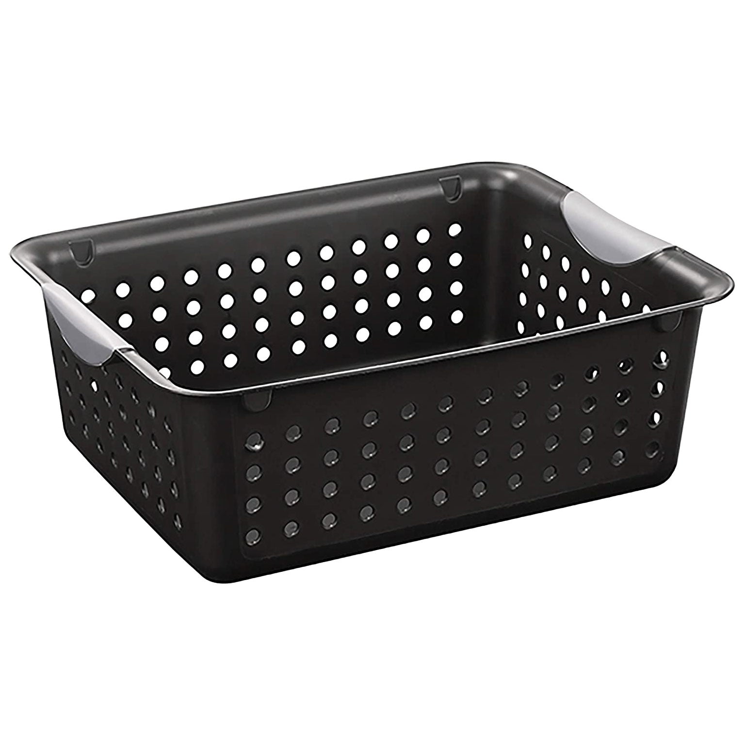 Sterilite 1624 Medium Ultra Indoor Storage Basket with Contoured Handles, Black