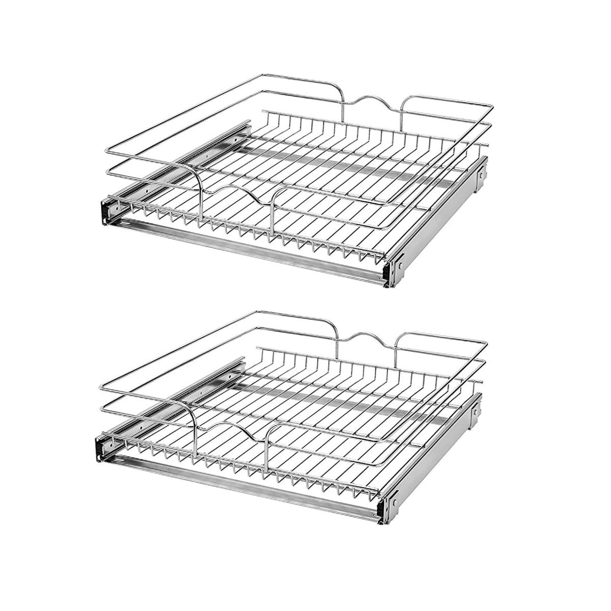 Rev-A-Shelf 2"1 Wide 22" Deep Base Kitchen Cabinet Pull Out Wire Basket (2 Pack)
