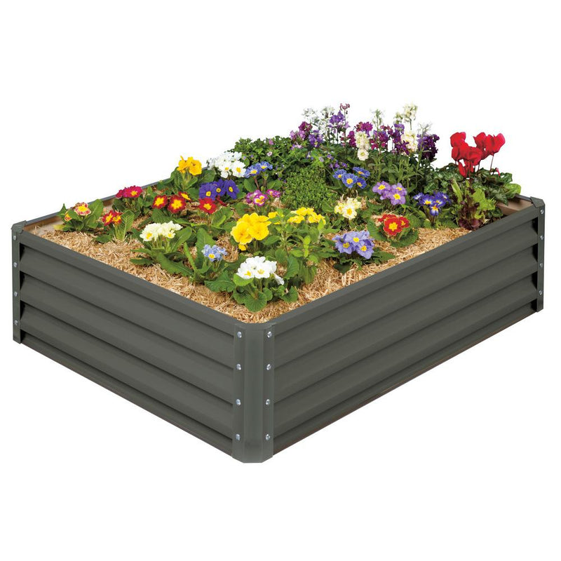 Stratco 4 x 3 Ft Galvanized Steel Metal Raised Garden Planter (Open Box)