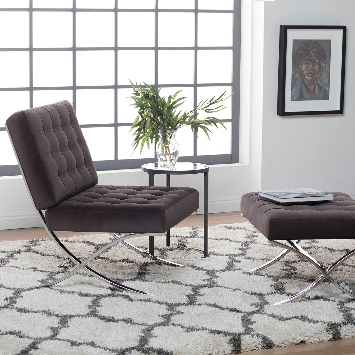 Studio Designs Home Atrium Modern Velvet Accent Indoor Lounge Chair (Open Box)