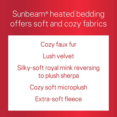 Sunbeam Heated Electric Fleece Throw Comforter Blanket w/ Controller, Red Plaid