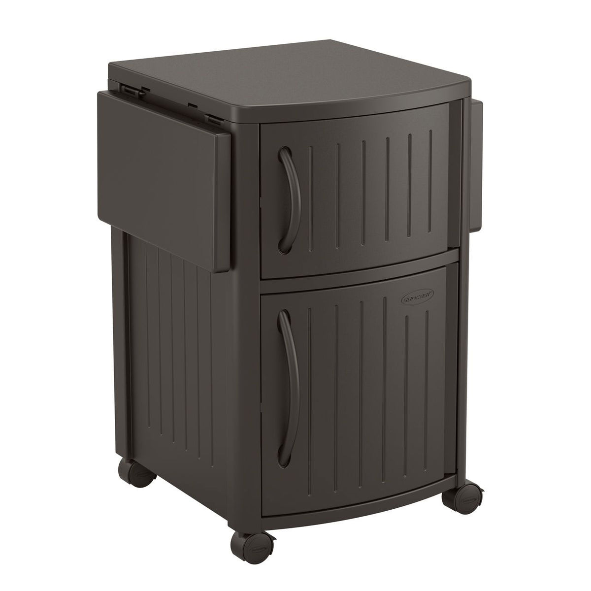 Suncast 40 Inch Counter Meal Serving Station and Patio Cabinet, Brown (Used)