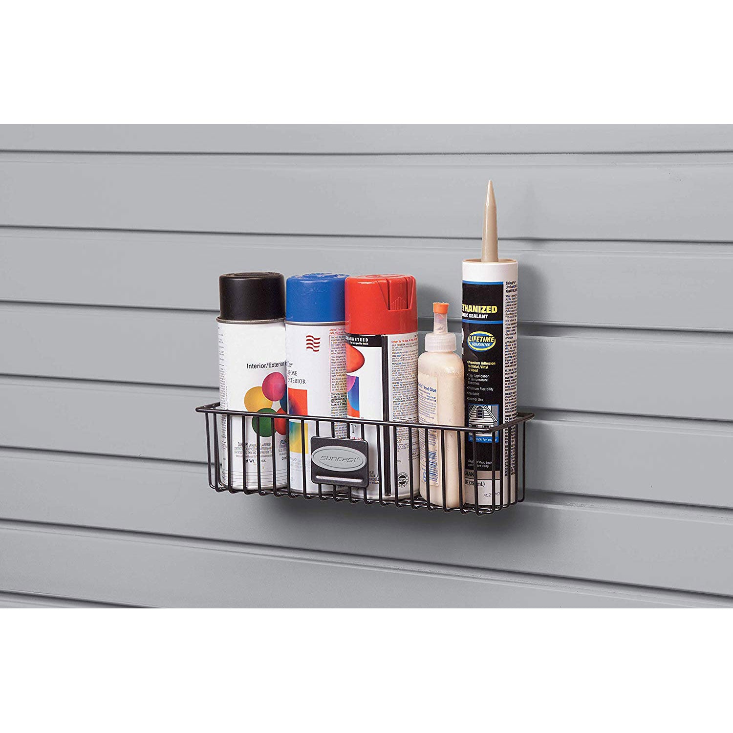 Suncast Storage Trends 3" x 12" Mounted Metal Wire Shelf Basket Black (Open Box)