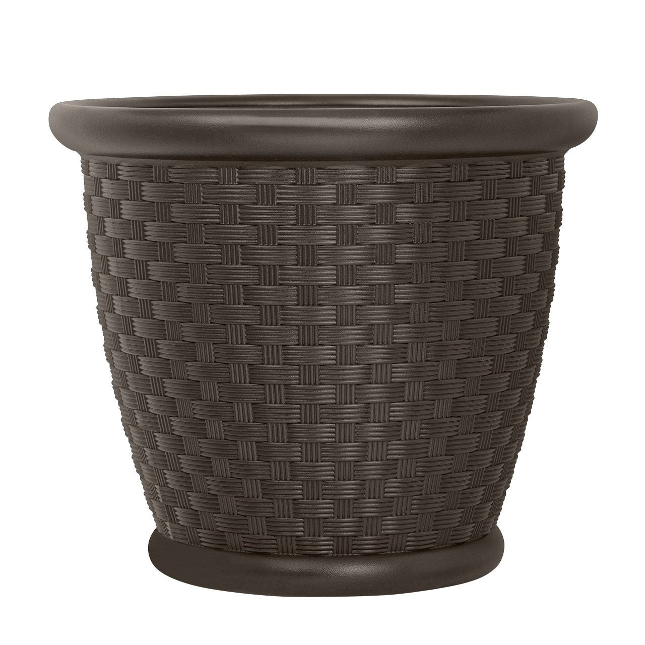 Suncast Sonora 22 Inch Resin Wicker Decorative Garden Flower Planter (4 Pack) - VMInnovations