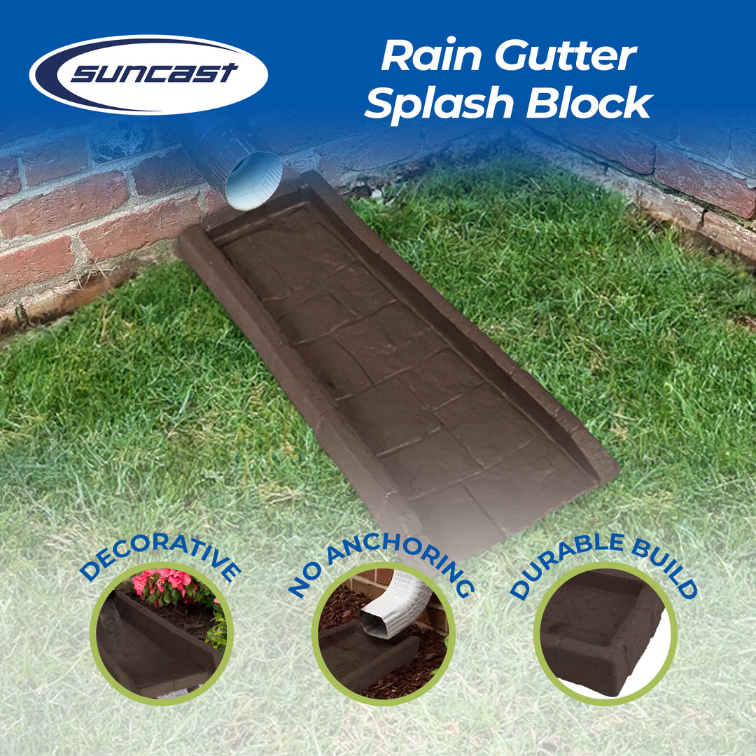 Suncast SBR24 Decorative Home Splash Rain Gutter Drain Block Replacement Guard - VMInnovations