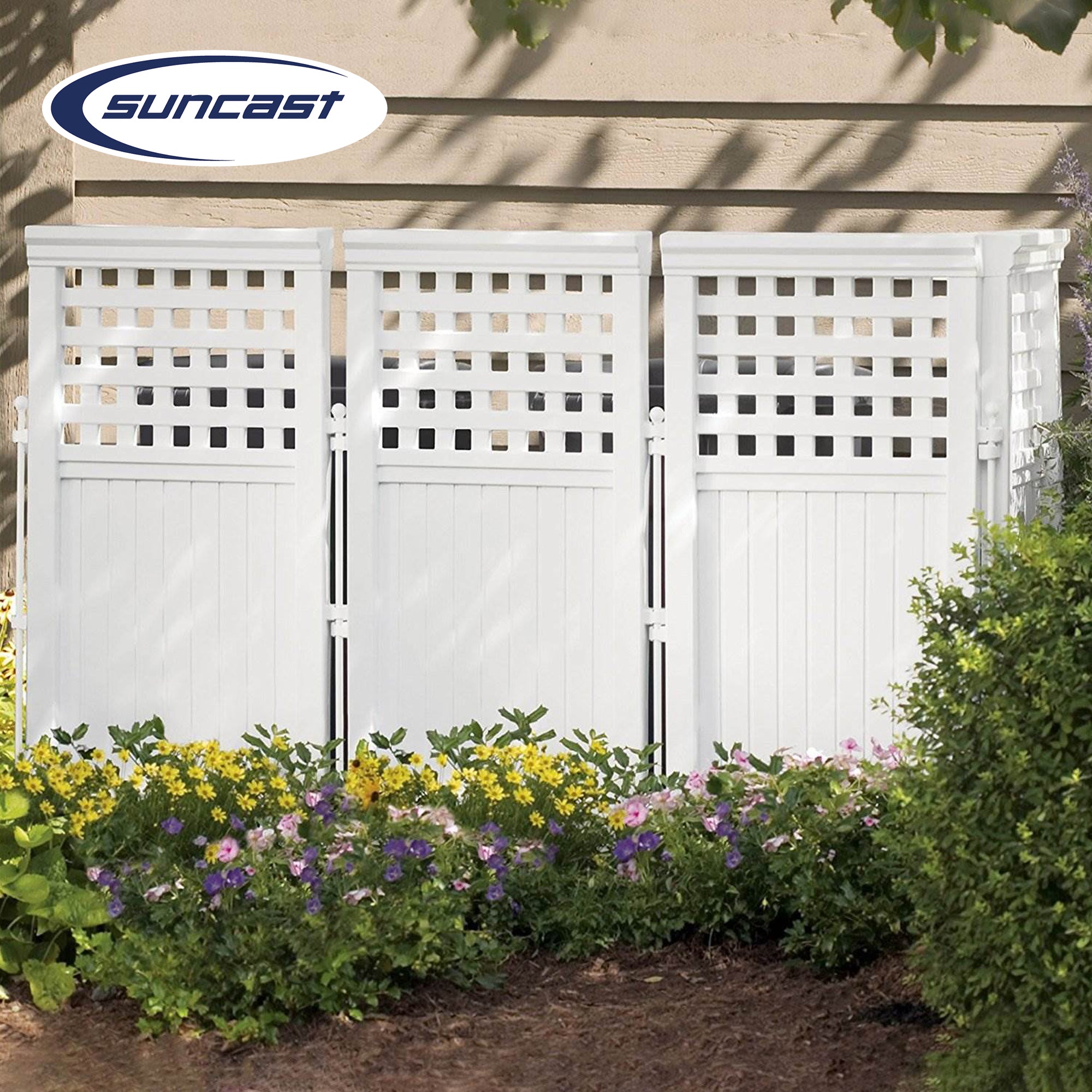 Suncast Outdoor Garden Yard 4 Panel Screen Enclosure Gated Fence, White (6 Pack)