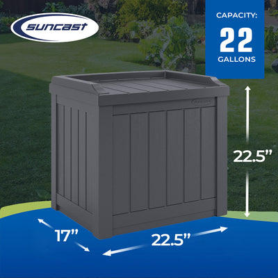 Suncast 22 Gallon Outdoor Patio Small Deck Box with Storage Seat, Stone (2 Pack)