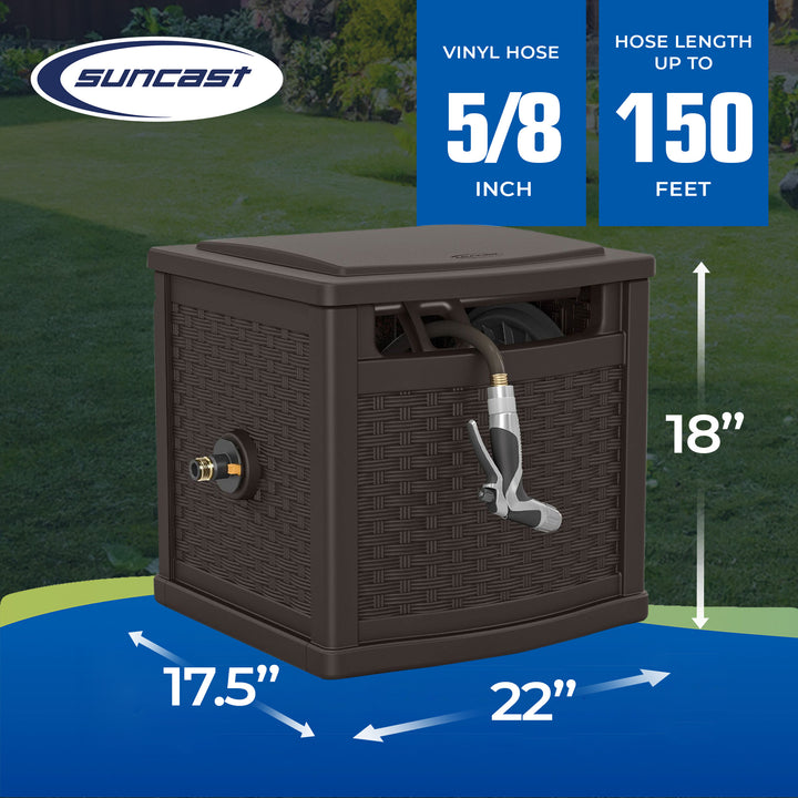 Suncast 150 Foot Slide Trak Outdoor Garden Water Hose Hideaway for Patio, Java - VMInnovations