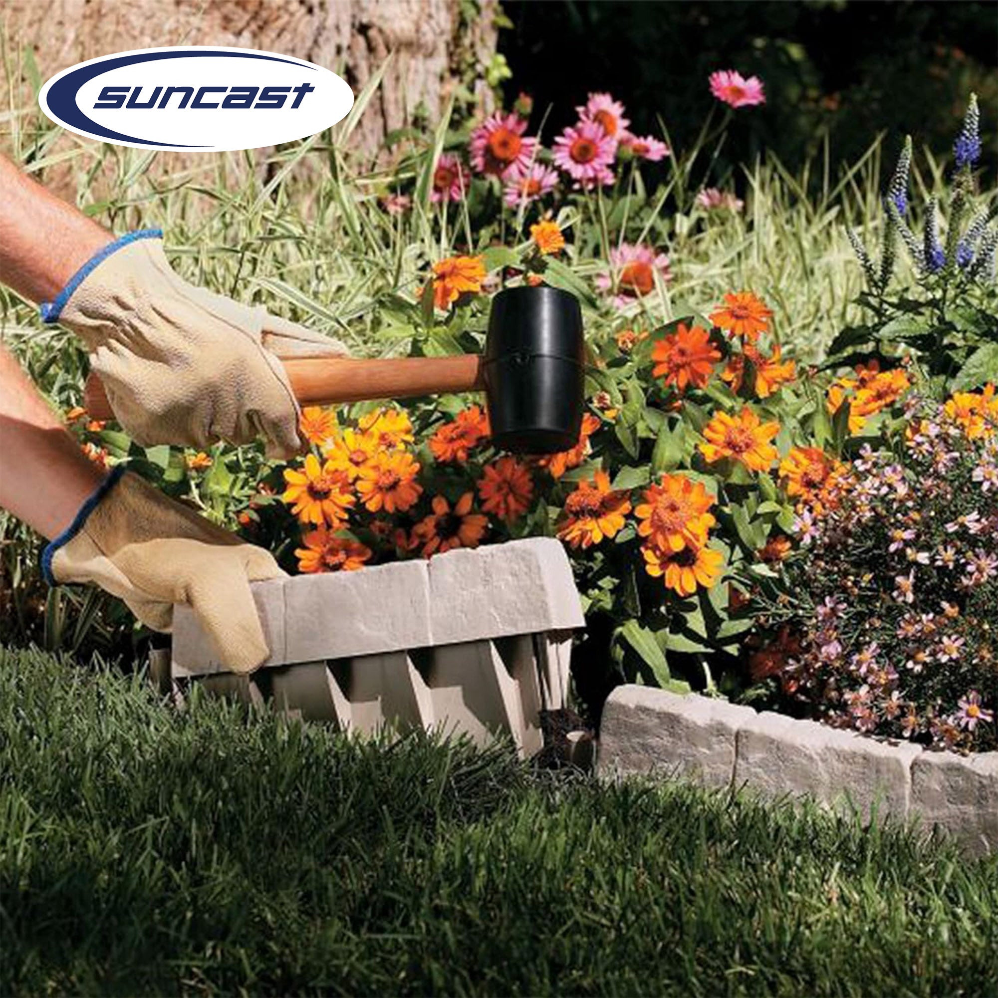 Suncast 10 Piece Landscape Design Border Decorative Rock Stone Edging (4 Pack) - VMInnovations