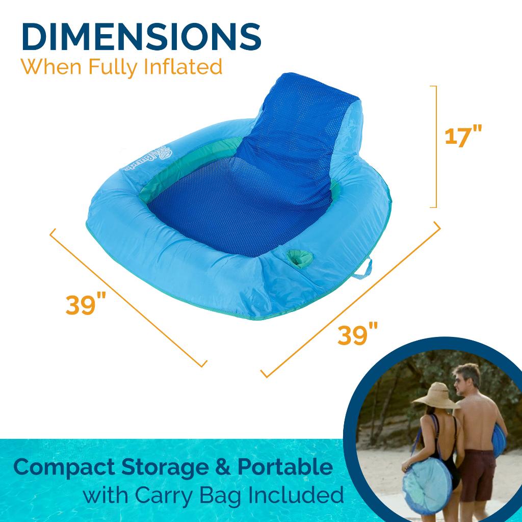 SwimWays Spring Float SunSeat Water Pool Summertime Relaxation Lounge Seat, Blue - VMInnovations