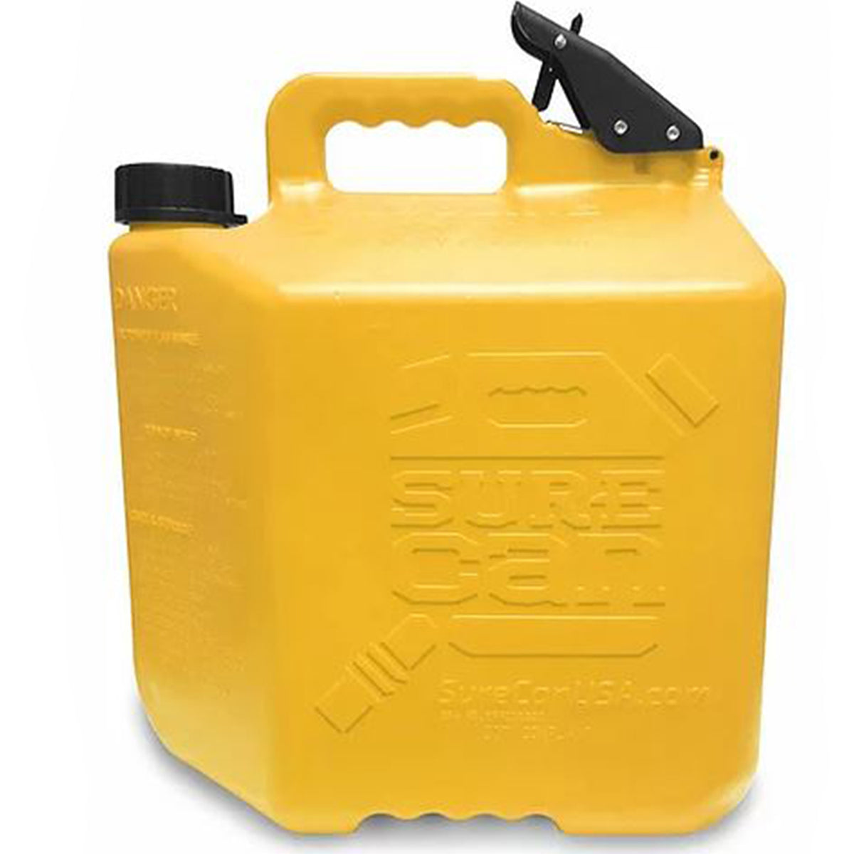 SureCan 5 Gallon Controlled Flow Gas Fuel Can w/Rotating Nozzle, Yellow (4 Pack)