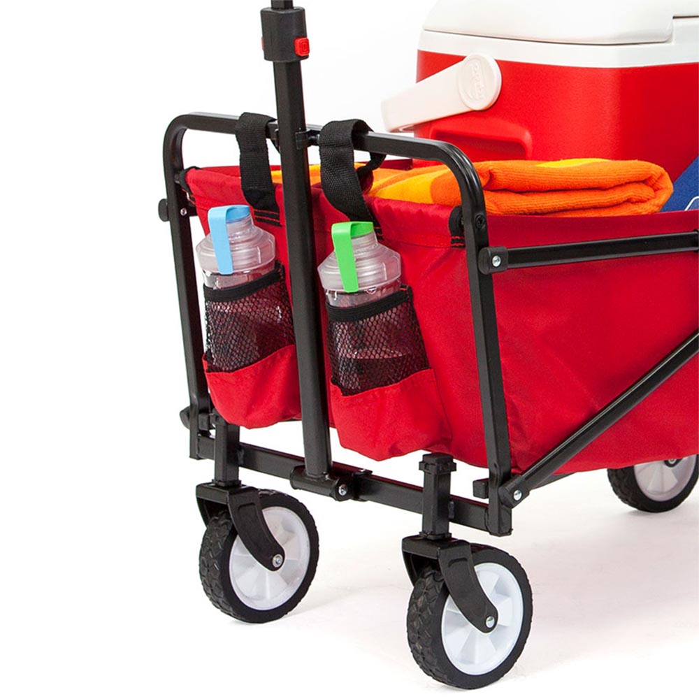 Seina Steel Collapsible Folding Outdoor Portable Utility Cart in Red (3 Pack) - VMInnovations