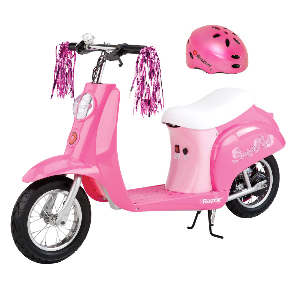 Razor Pocket Mini Euro 24V 250W Kids Electric Scooter & Helmet, Sweet Pea Pink