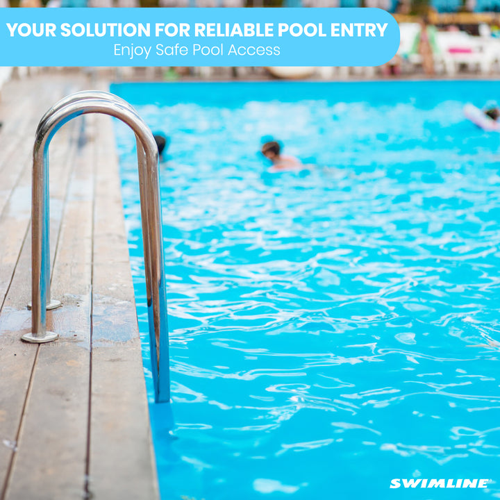 Swimline HydroTools Stainless Steel Pool Deck Ladder with Non Slip Molded Steps - VMInnovations