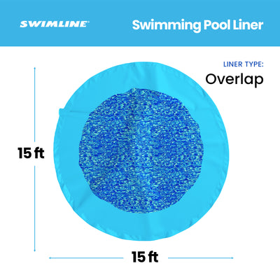 Swimline 15 Foot Swirl Blue Round Above Ground Swimming Pool Wall Overlap Liner