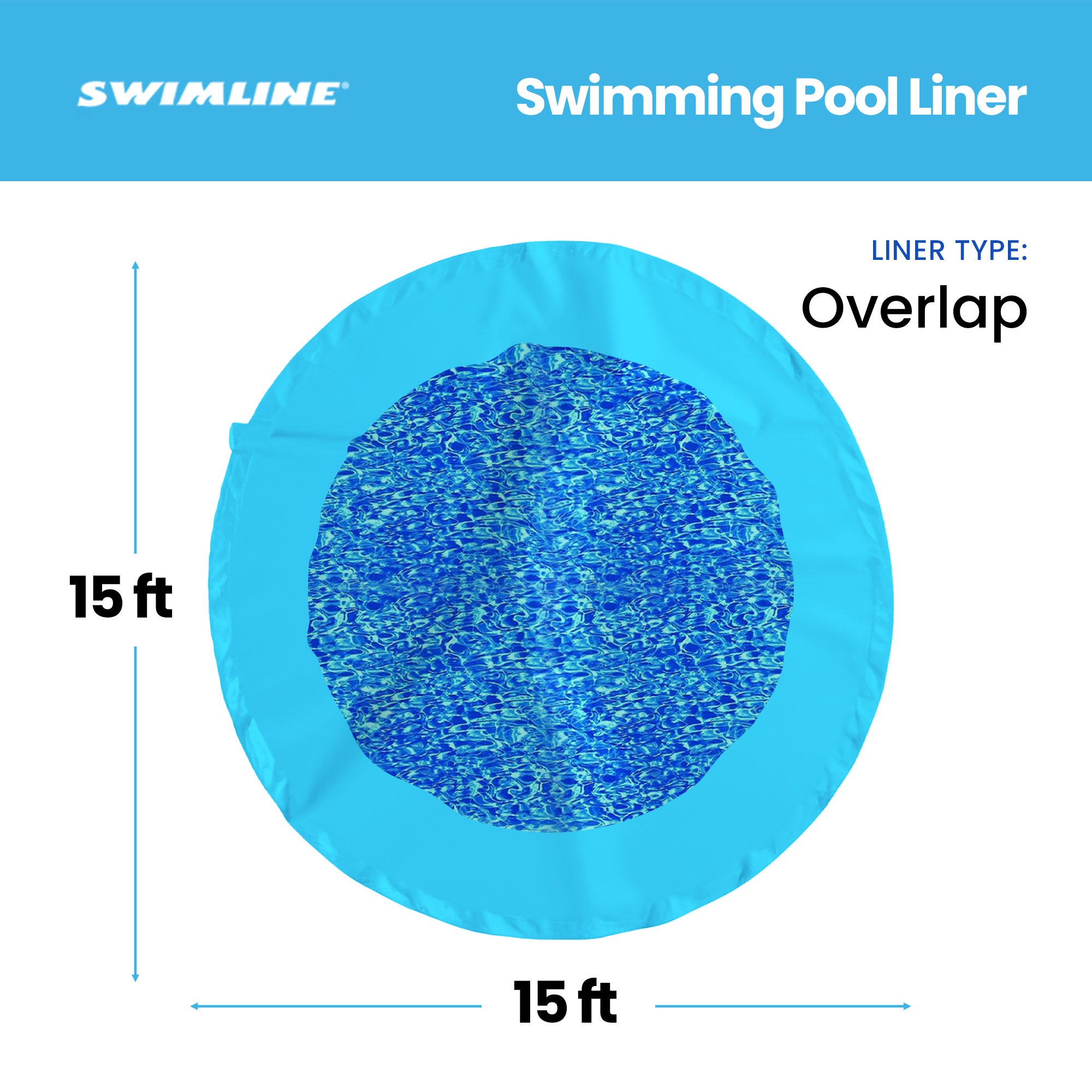 Swimline 15 Foot Swirl Blue Round Above Ground Pool Wall Overlap Liner (Used) - VMInnovations