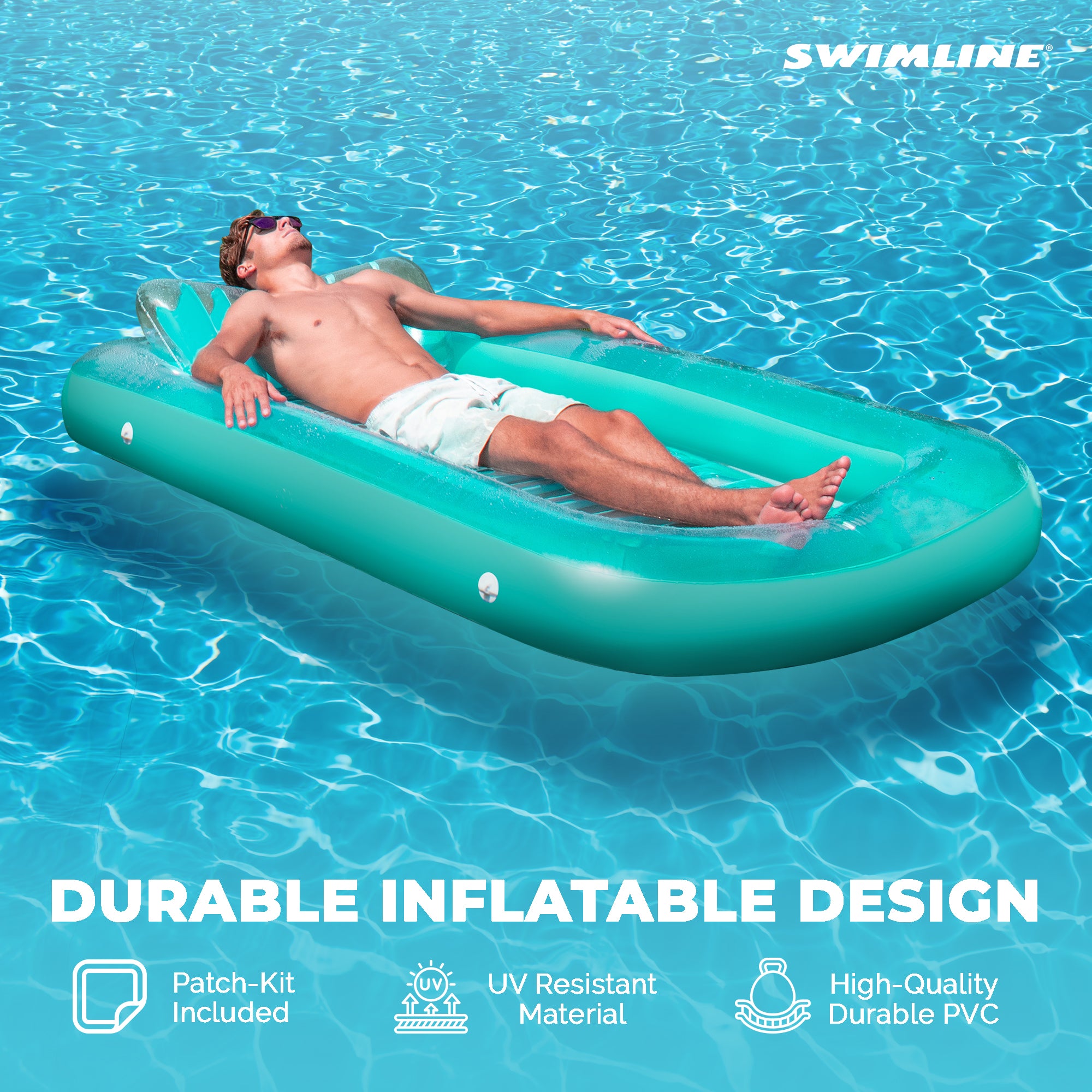 Swimline Original Inflatable Suntan Tub Lounge Float with Shade, Mint (Open Box) - VMInnovations