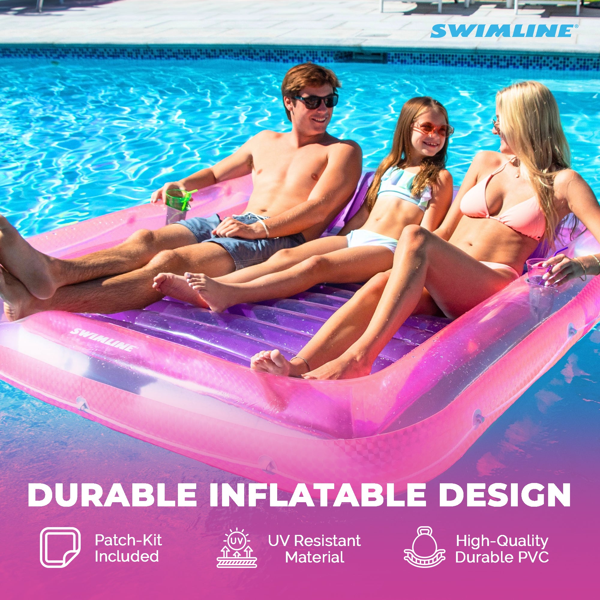 Swimline Original XL Suntan Tub Relaxing Water Lounge Float, Pink/Purple (Used)
