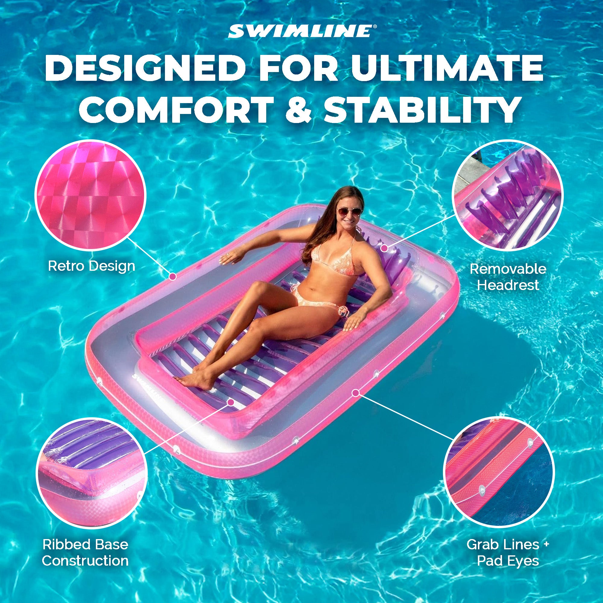 Swimline 9052 71" Pool Inflatable Suntan Tub Float Lounge (Open Box) (6 Pack)