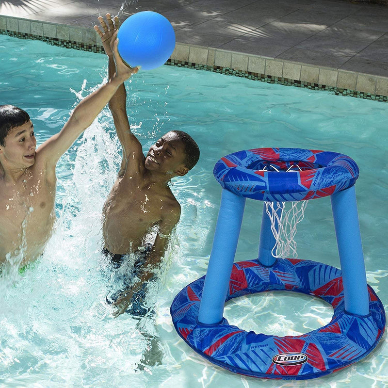 SwimWays Coop Floating Water Pool Basketball Hoop w/ Twist and Fold Design, Blue