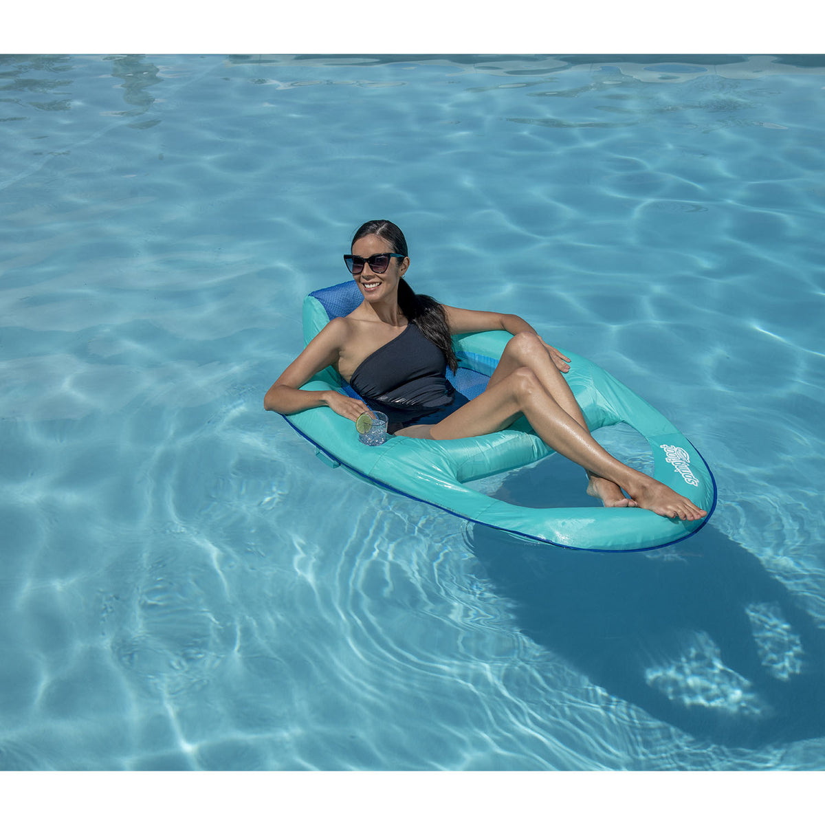 SwimWays Inflatable Twist and Fold Spring Recliner Pool Float, Aqua (4 Pack)
