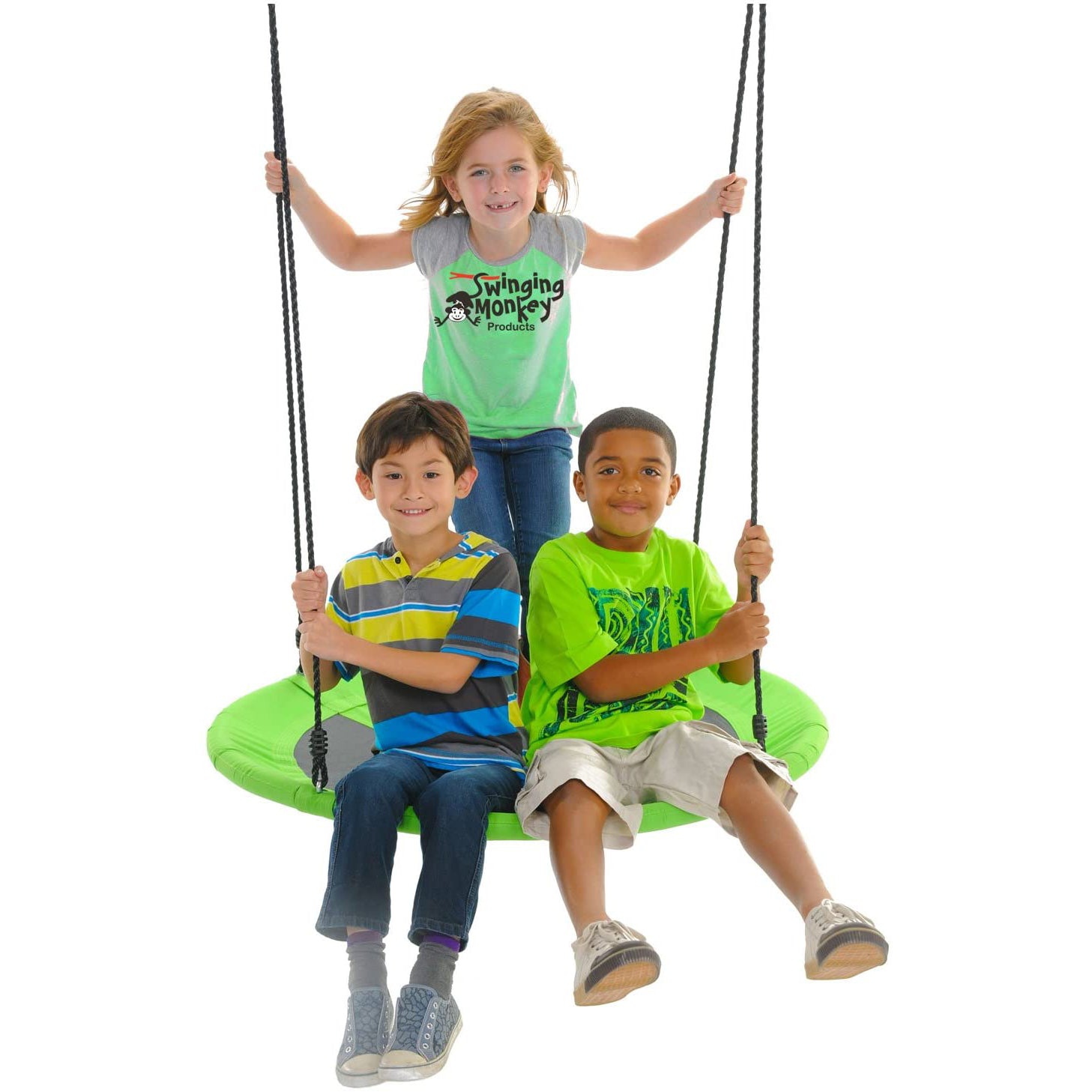 Swinging Monkey Giant 40 Inch Web Fabric Family Play Saucer Swing, Green (Used) - VMInnovations