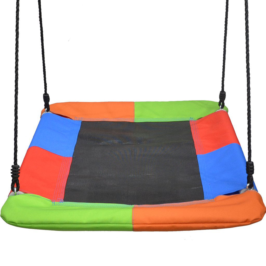 Swinging Monkey Giant 40" x 30" Square Mat Platform Outdoor Play Swing, Rainbow