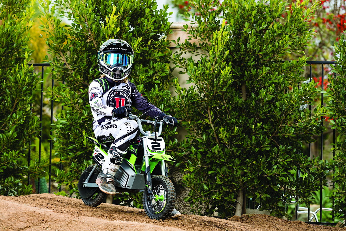 Razor SX350 McGrath Pneumatic Knobby Tires Electric Dirt Bike, Green (For Parts)