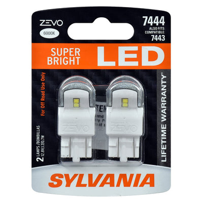 Sylvania Zevo 7444 White LED Bright Interior Exterior Mini Light Bulb, 2 Pack