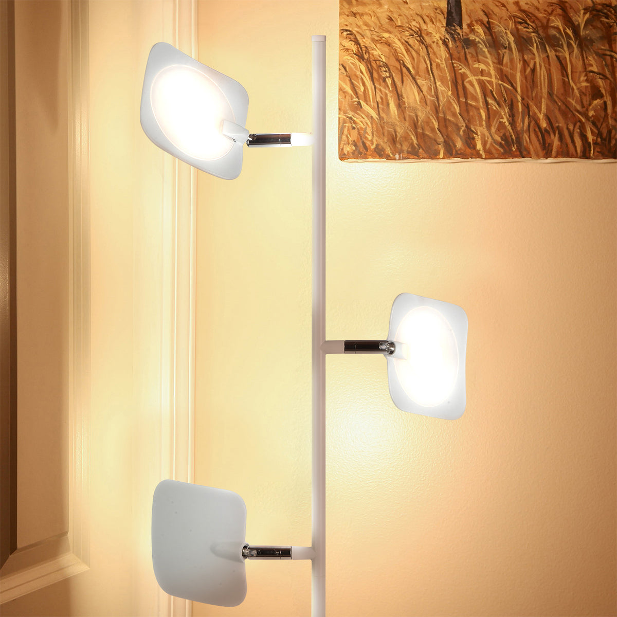 Brightech Tree LED Spotlight Bright 3 Light Floor Lamp Pole, White (Open Box)