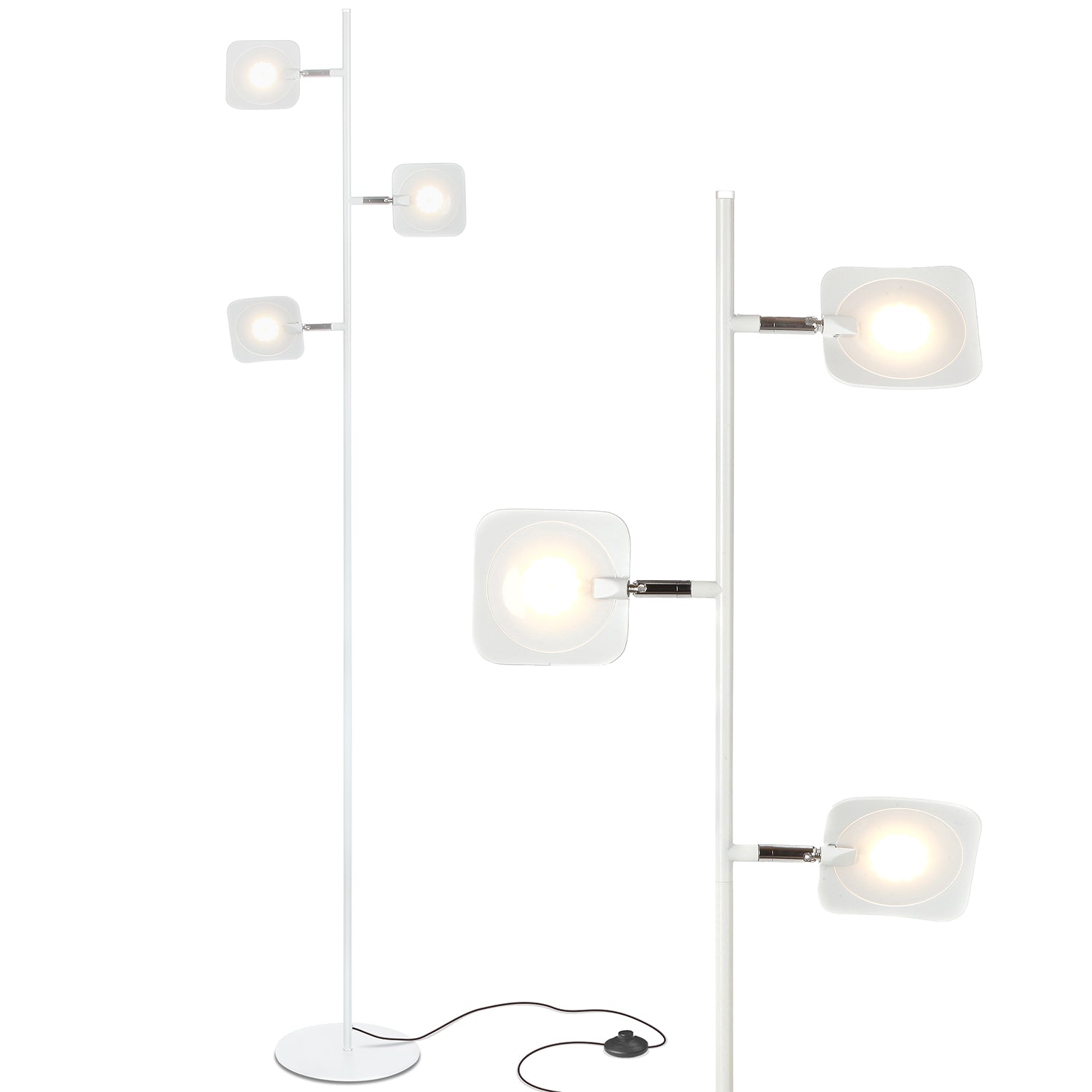 Brightech Tree LED Spotlight Bright 3 Light Floor Lamp Pole, White (Open Box)