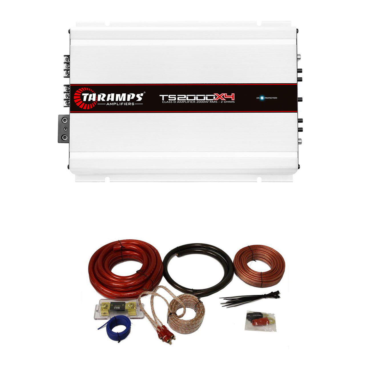 Taramps TS 2000X4 Car Audio 4 Channel Amplifier with QPower Installation Kit