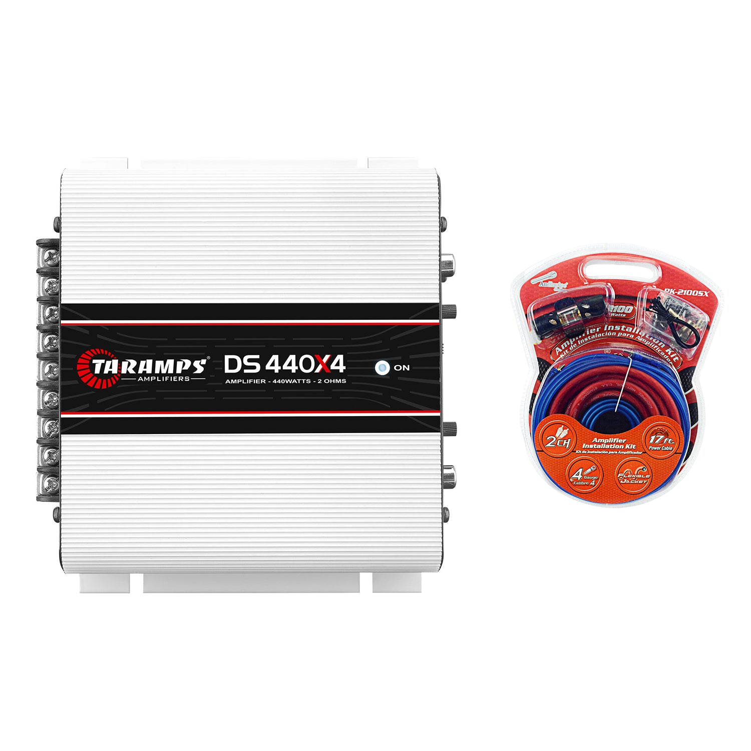 Taramps DS 440X4 Car Audio 4 Channel Amplifier with Audiopipe Installation Kit