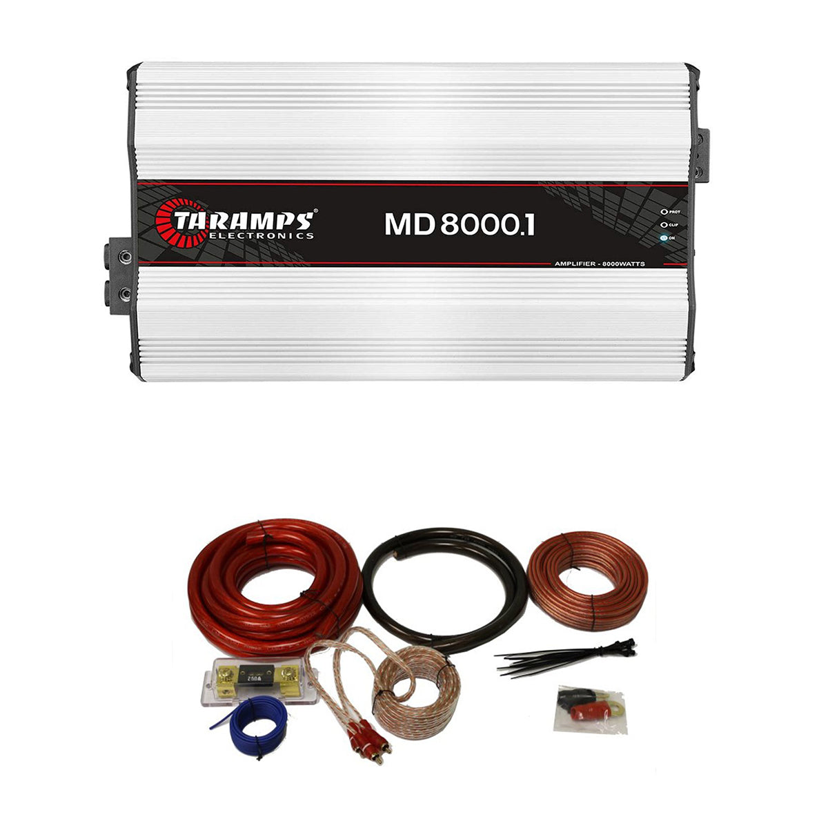 Taramps Class D MD 8000.1 Automotive Mono Amplifier w/ QPower Installation Kit