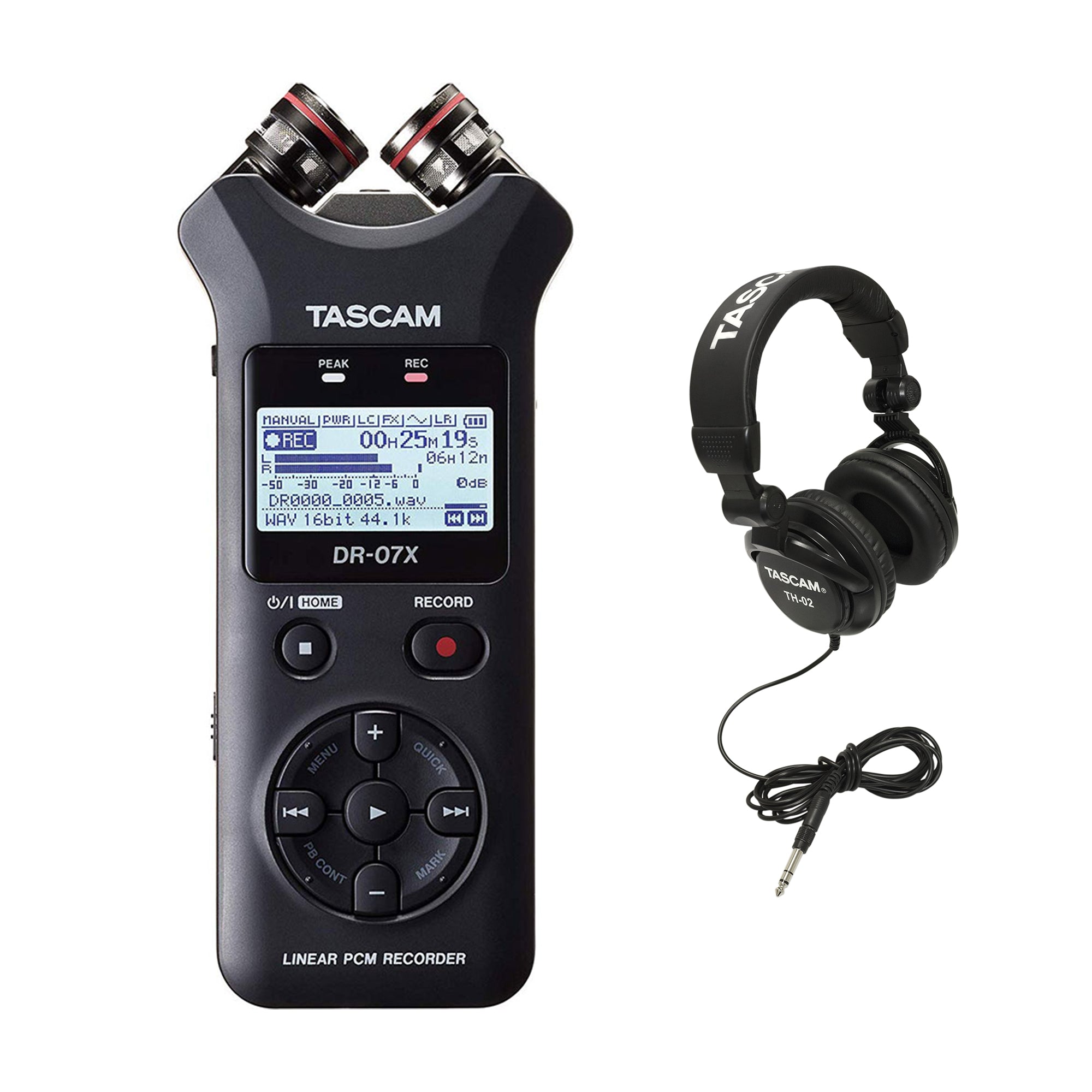 Tascam Digital Audio Recorder with Tascam Foldable Recording Headphones