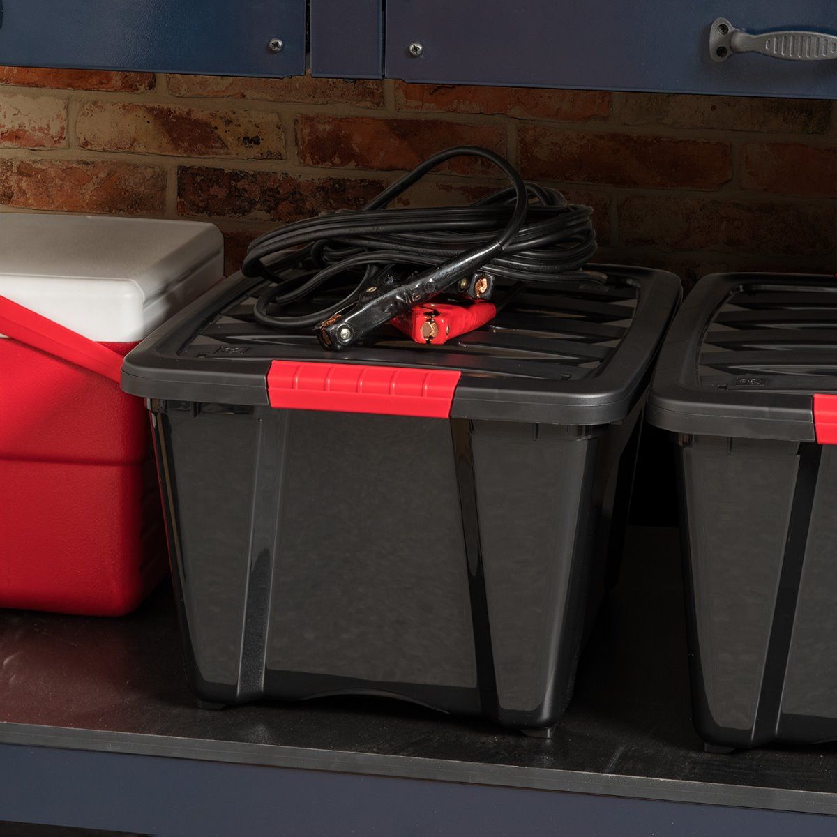 IRIS 32 Quart Stack and Pull Storage Container Box Bin System w/ Lids (12 Pack)
