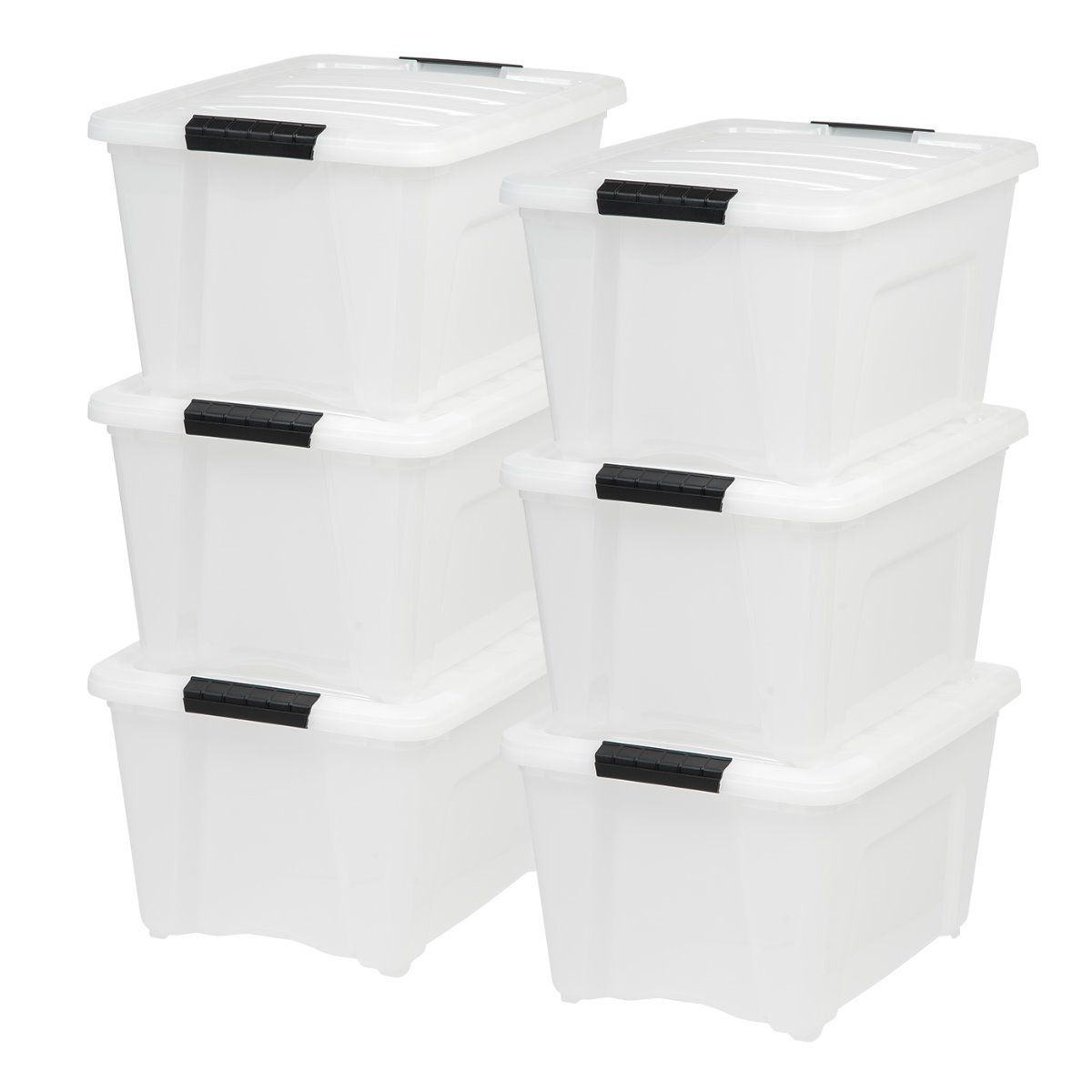 IRIS 32 Quart Stack and Pull Storage Container Box Bin System w/ Lids, (6 Count) - VMInnovations
