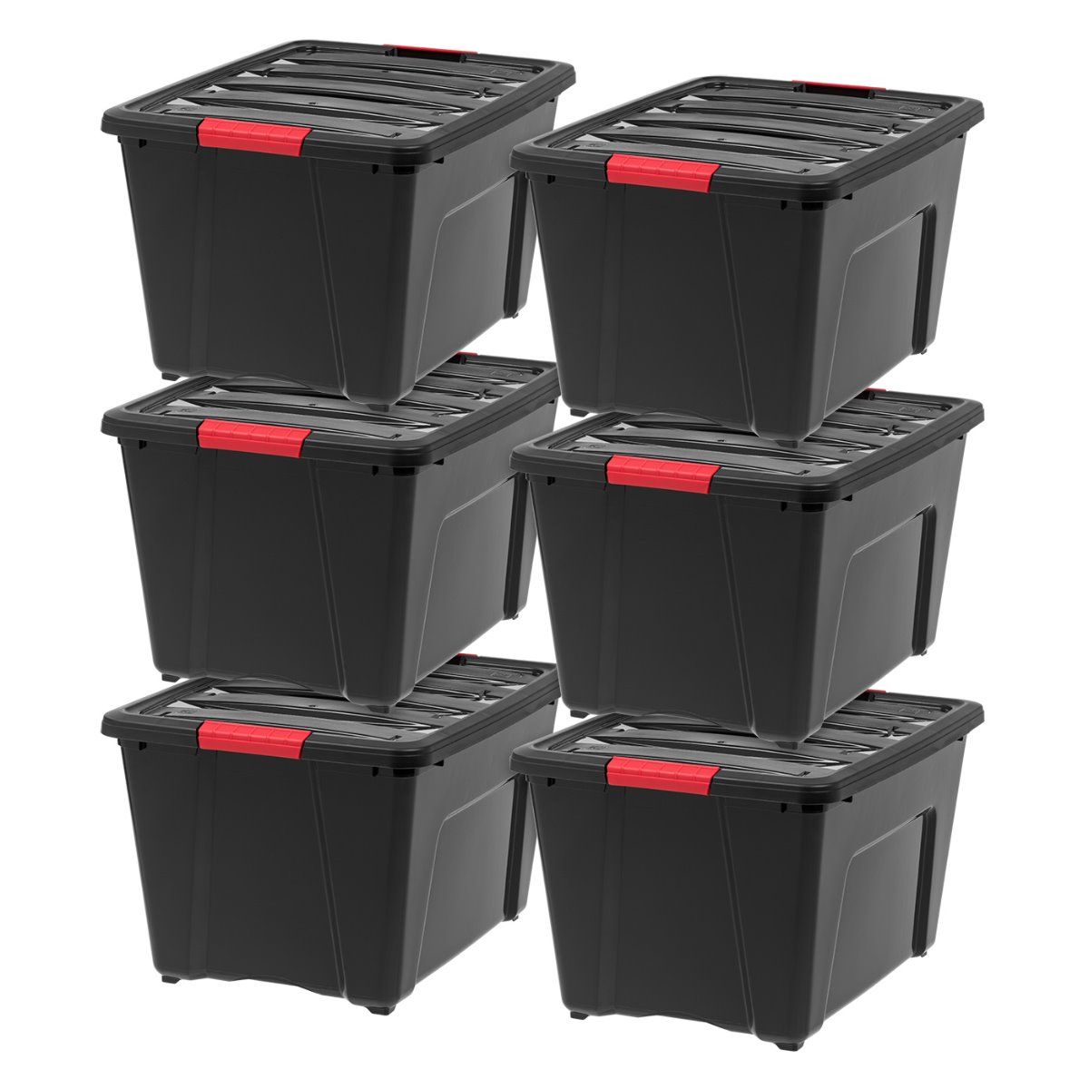 IRIS 53 Quart Stack and Pull Storage Container Box Bin System w/ Lids, (6 Count)