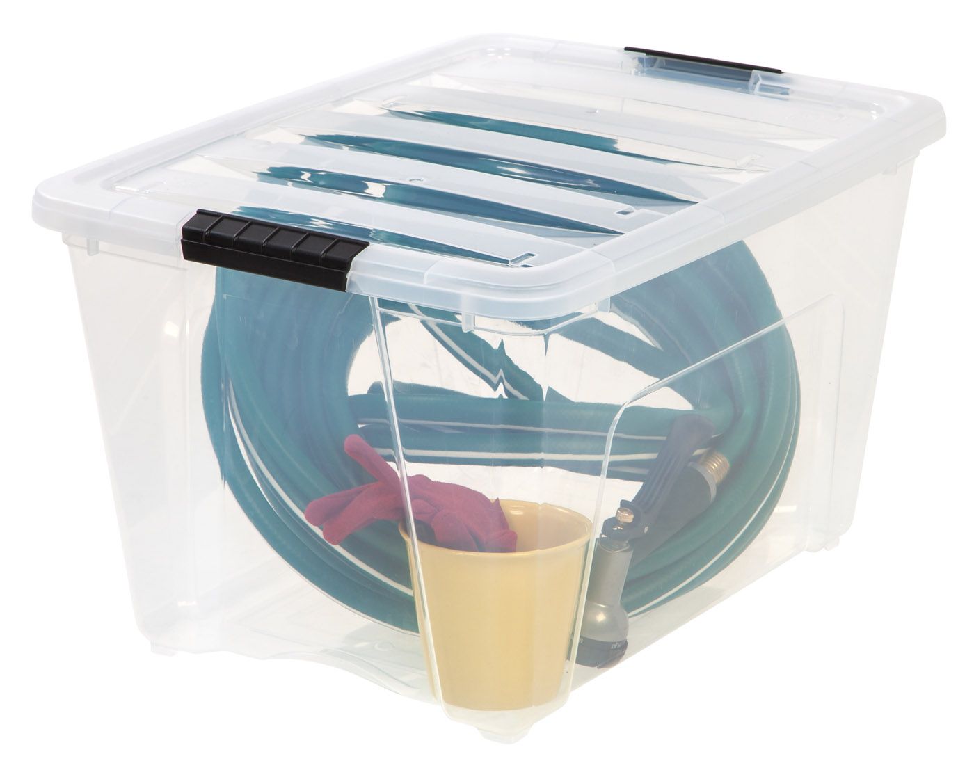 IRIS 53 Quart Stack & Pull Storage Container Tote Box with Lid, Clear (6 Pack)