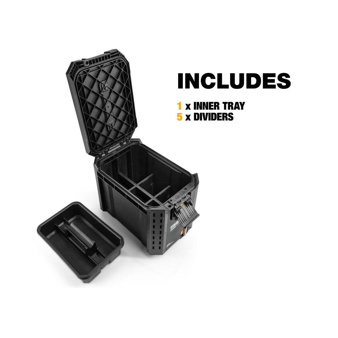 ToughBuilt StackTech Compact Tool Box Lockable Organizer with Removable Tray - VMInnovations