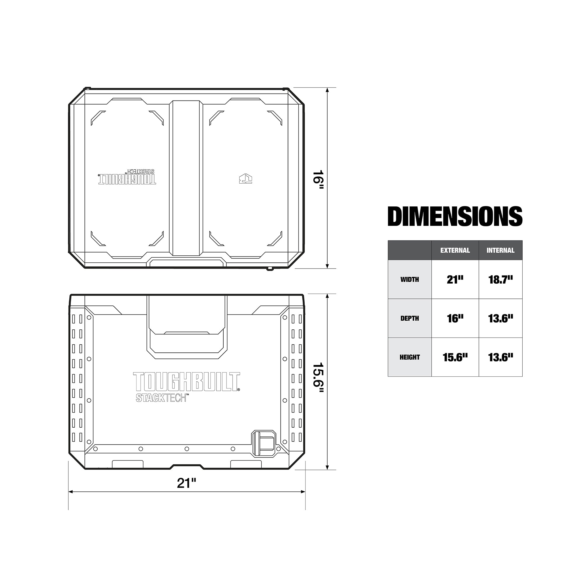 ToughBuilt XL Tool box Organizer with Lock and Removable Tray, Black (Open Box)
