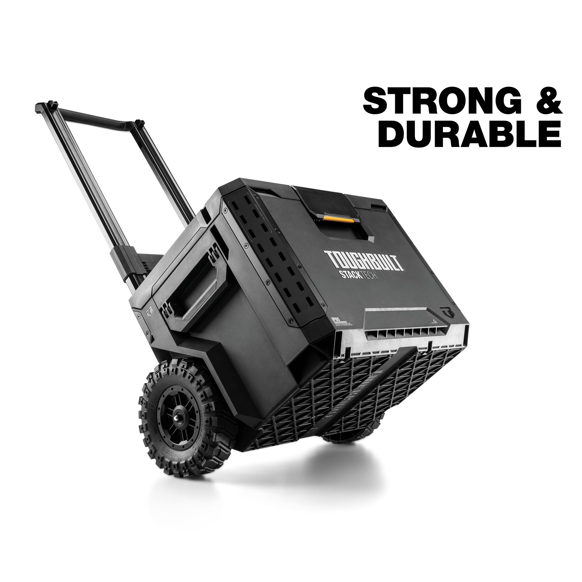 ToughBuilt Portable 2-in-1 Rolling Tool Box, Wheels & Stackable, Black(Open Box)
