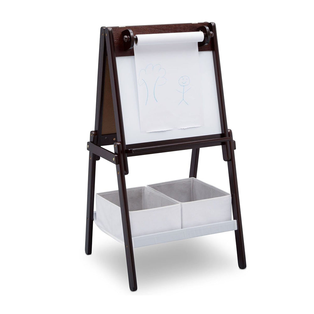 Delta Children Wooden Double-Sided Basket Easel, Dark Chocolate (Open Box)