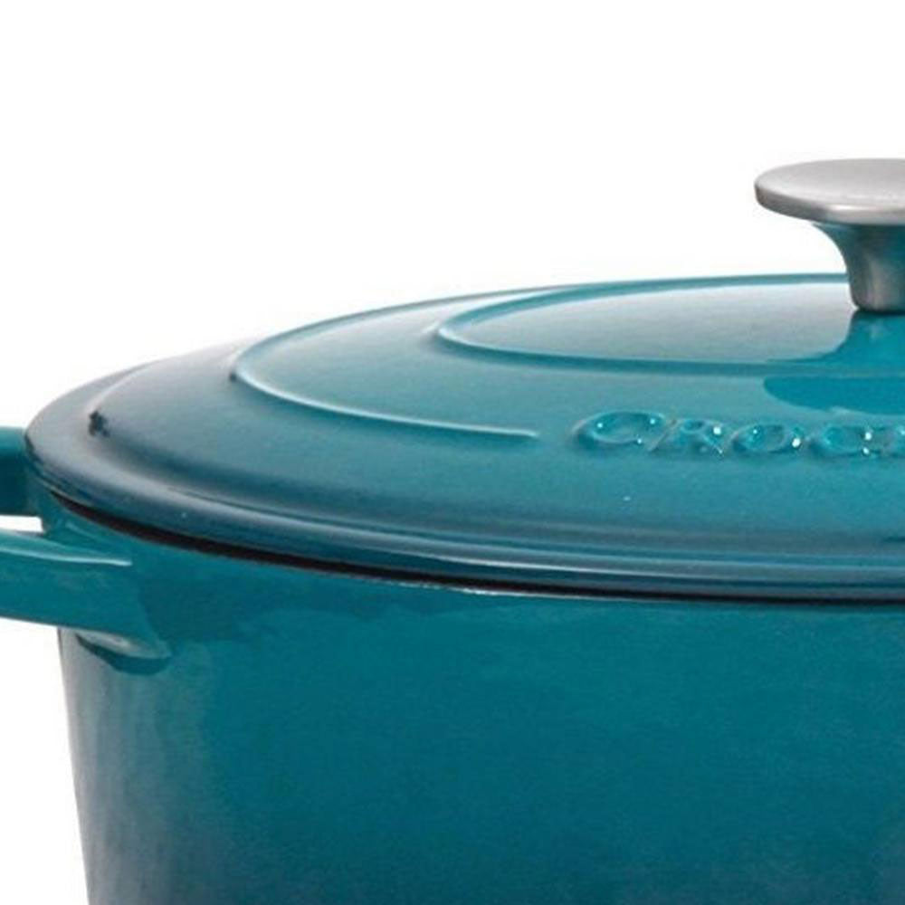 Crock-Pot 5 Quart Covered Dutch Oven, Teal & Gibson 30 Ounce Soup Bowl (2 Pack) - VMInnovations