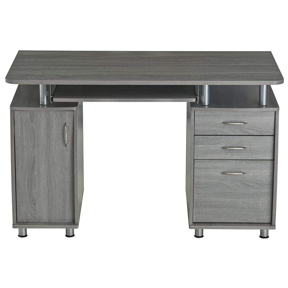 Techni Mobili Floating Modern Office Desk & Complete Computer Workstation, Gray